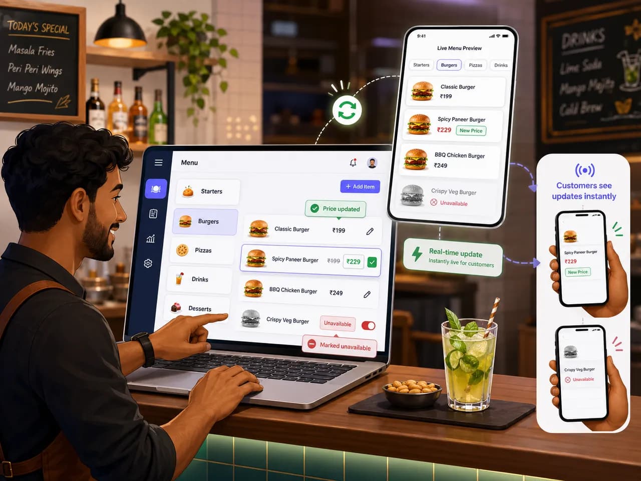 Um QR na mesa, o menu inteiro no telemóvel